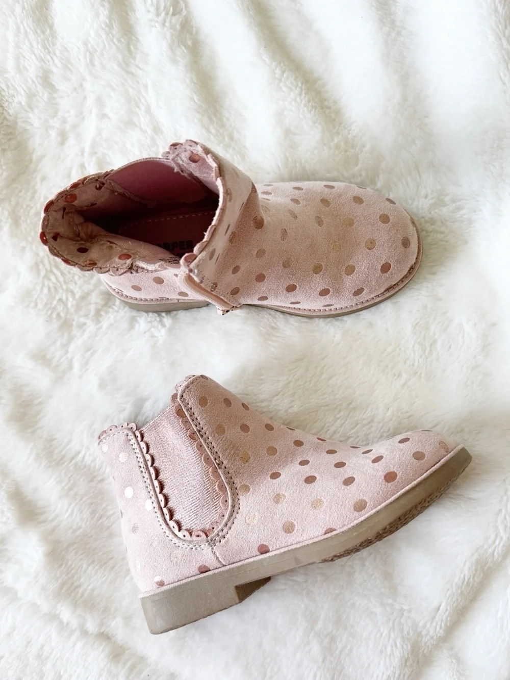 Harper Canyon pink gold polka dot ankle boots girls size 9M
